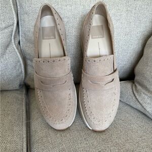 Dolce Vita Janine Platform Sneaker Loafer Womens Bone Nude Suede